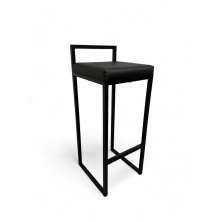 Banqueta Alta Industrial Cozinha Bar Balcão Bistrô Quadro Estofado Preto Metalon Preto. 75cm