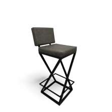 Banqueta Alta Industrial Cozinha Bar Balcão Bistro Zenite com Encosto Cinza Metalon Preto. 75cm