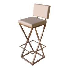 Banqueta Alta Industrial Cozinha Bar Balcão Bistro Zenite com Encosto Metalon Cobre 75cm