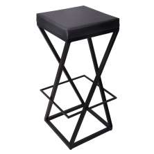 Banqueta Alta Industrial Cozinha Bar Balcão Bistro Zenite sem Encosto Preto Metalon Preto 75cm
