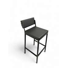 Banqueta Industial Estofado com Encosto Preto para Cozinha Americana Bancada Bar Ilha Prisma 65cm