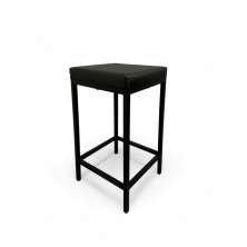 Banqueta Industrial Cozinha Bar Balcão Bistrô Quadro Estofado Preto Metalon Preto. 65cm