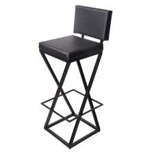 Banqueta Média Industrial Cozinha Bar Balcão Bistro Zenite com Encosto Metalon Preto 65cm