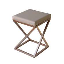 Banquinho Industrial Zênite Estofado - Cobre e Pérola - 47cm (Cozinha Bar Bistro)