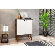 Aparador Buffet 2 Portas Equador Castani com Branco Casa Mobilia
