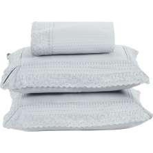 Colcha Queen Home Paris com Bordado Inglês Micropercal 300 Fios Toque de Algodão 3 Peças - Branco