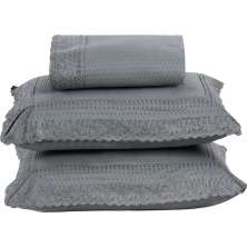 Colcha Queen Home Paris com Bordado Inglês Micropercal 300 Fios Toque de Algodão 3 Peças - Chumbo