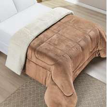 Edredom Queen Coberdrom Dupla Face Sherpa/Mantinha Everest 1 Peça - Apricot Terra