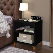 Conjunto 2 Mesas De Cabeceiras 2 Gavetas  Preto