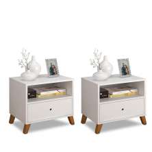 Conjunto De 2 Mesas De Cabeceiras Branco Brunei