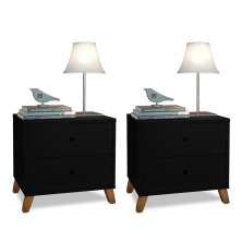 Conjunto De 2 Mesas De Cabeceiras Preto Chipre