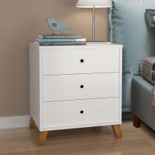 Mesa De Cabeceira 3 Gavetas  Branco
