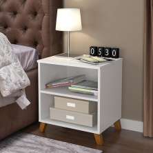 Mesa De Cabeceira Retro 2 Nichos  Branco Estonia