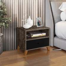 Mesa De Cabeceira Retro Castani Com Preto Brunei