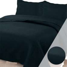Colcha Queen Bouti Dupla Face 03 Peças - Preto 