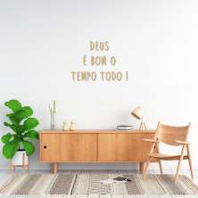 Frase de Parede Deus é bom 80x56 Areia