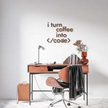 Frase de Parede Dev I turn coffee into Code 60x47 Marrom