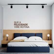 Frase de Parede Felicidade Vire Rotina 120x51 Marrom