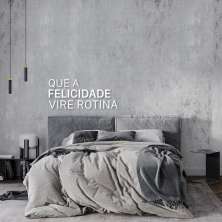 Frase de Parede Felicidade Vire Rotina 80x33 Branco