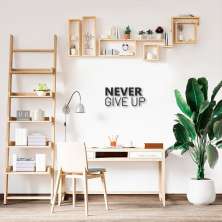 Frase de Parede Never Give Up 150x70 Preto