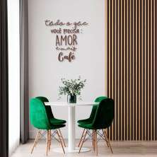 Frase de Parede em Relevo Amor e Café 60x59 Marrom