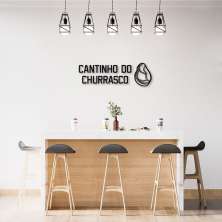 Frase de Parede em Relevo Cantinho do Churrasco 45x14 Preto
