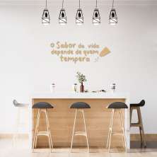 Frase de Parede em Relevo Cozinha Sabor da Vida 100x38 Areia