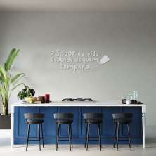 Frase de Parede em Relevo Cozinha Sabor da Vida 200x73 Cinza