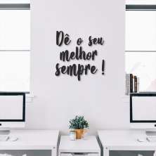 Frase de Parede em Relevo Dê o seu Melhor 90x88 Preto