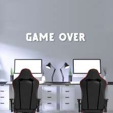 Frase de Parede em Relevo Glitch Game Over 60x8 Branco