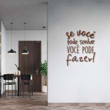 Frase de Parede em Relevo Sonhar e Fazer 200x163 Marrom