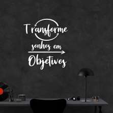 Frase de Parede em Relevo Transforme Sonhos 120x105 Branco