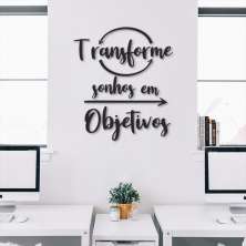 Frase de Parede em Relevo Transforme Sonhos 120x105 Preto