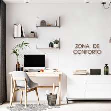 Frase de Parede em Relevo Zona de Conforto 100x34 Marrom