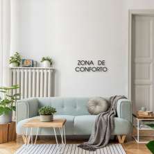 Frase de Parede em Relevo Zona de Conforto 80x27 Preto