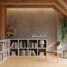 Palavra de Parede em Relevo Felicidade 45x8 Branco