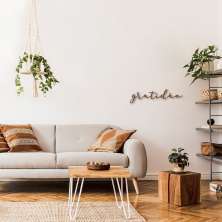 Palavra de Parede em Relevo Gratidão 150x40 Marrom