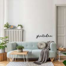 Palavra de Parede em Relevo Gratidão 30x8 Preto