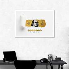 Quadro 1 Milhão de Dólares Gold 43x30 Caixa Branco