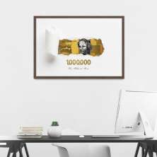 Quadro 1 Milhão de Reais Gold 100x70 Caixa Marrom