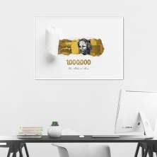 Quadro 1 Milhão de Reais Gold 60x43 Filete Branco