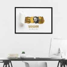 Quadro 1 Milhão de Reais Gold 86x60 Caixa Preto