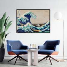 Quadro A Grande Onda de Kanagawa 60x43 Filete Preto