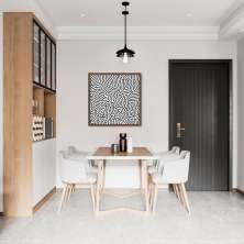 Quadro Abst. Linhas Orgânicas Boho Preto 30x30 Caixa Marrom