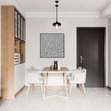 Quadro Abst. Linhas Orgânicas Boho Preto 43x43 Filete Preto