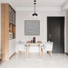 Quadro Abst. Linhas Orgânicas Boho Preto 86x86 Filete Marrom