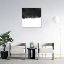 Quadro Abstrato Black Square 86x86 Filete Branco