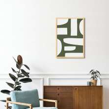 Quadro Abstrato Boho Orgânico Verde 86x60 Caixa Marfim