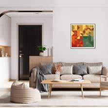Quadro Abstrato Geometria Colors 43x43 Filete Marrom