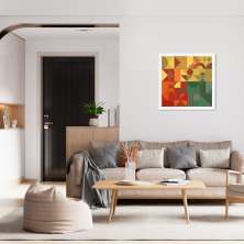 Quadro Abstrato Geometria Colors 86x86 Caixa Branco